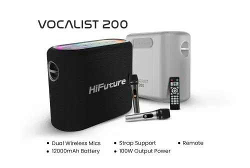 HiFuture Vocalist 200 Wireless Bluetooth Speaker with Dual Microphone , Silver