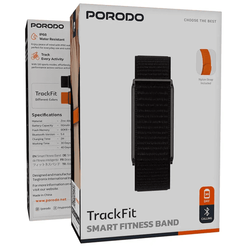 PORODO TRACKFIT SMART FITNESS BAND , Black