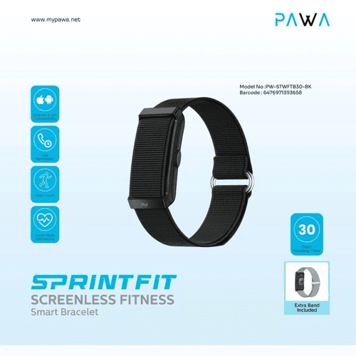 Pawa SprintFit Screenless Fitness Smart Bracelet , Black