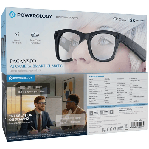 POWEROLOGY PANGANSPO AL CAMERA SMART GLASSES , Gray