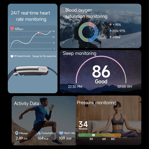MAJDOMO LOOP Fitness Tracker with screen-Free ECG Monitoring , Black