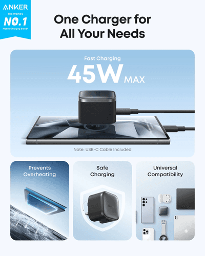 Anker Nano 45W USB-C Charger , Black