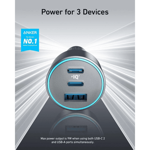 Anker 335 67W Car Charger with 3ft Type-C Cable , black