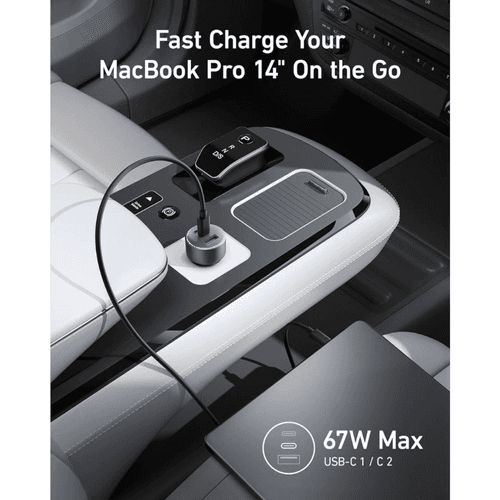 Anker 335 67W Car Charger with 3ft Type-C Cable , black
