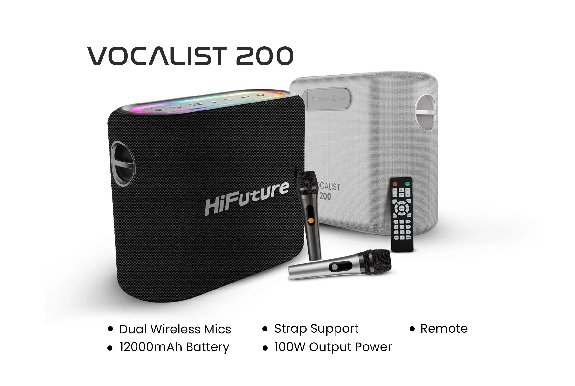 HiFuture Vocalist 200 Wireless Bluetooth Speaker with Dual Microphone , Silver