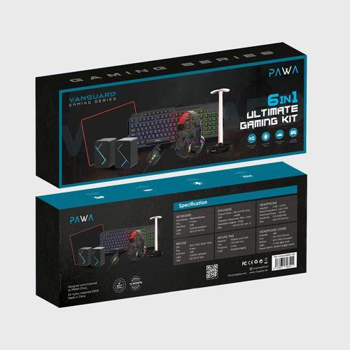 PAWA VANGUARD GAMING SERIES 6 IN 1 ULTIMATE GAMING KIT , Black