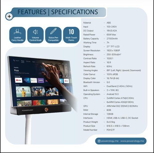 POWEROLOGY 27 INCH 6GB+128GB 27000MAH TOUCH SCREEN , White